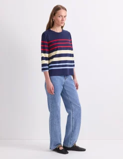 MULTI STRIPE HAFT SLEEVE MERCERISED TEE