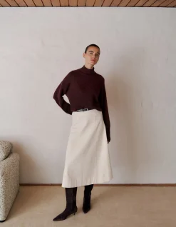 Natural Seed Denim Panelled Skirt