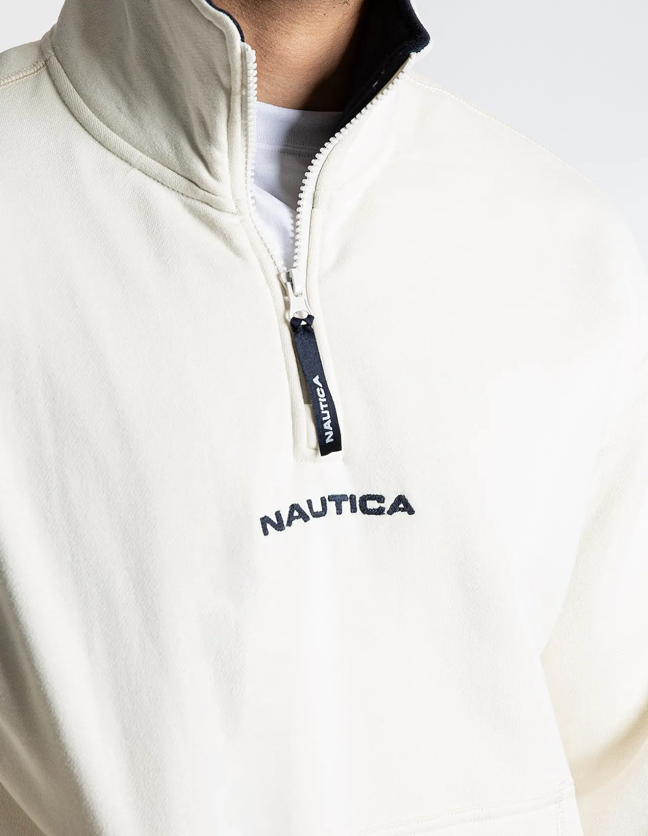 NAVIGATE RELAXED FIT 1/4 ZIP COTTON FLEECE SWEATER