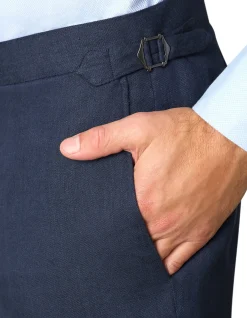 Nebrodi Trouser Slim Fit Linen Navy