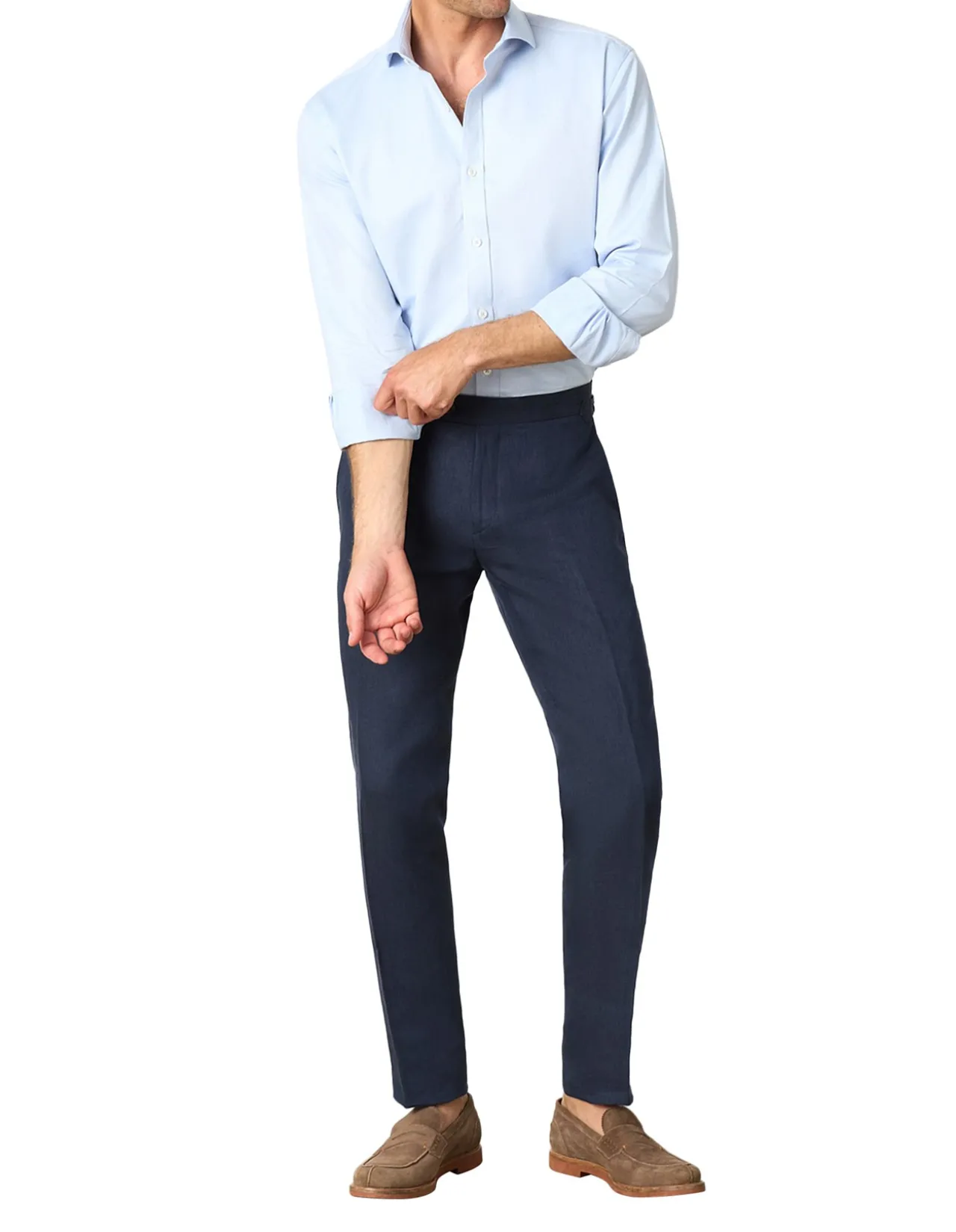 Nebrodi Trouser Slim Fit Linen Navy