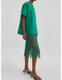 NELAYA MACRAME LEATHER MIDI SKIRT