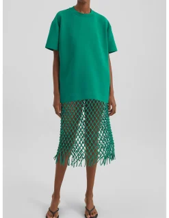 NELAYA MACRAME LEATHER MIDI SKIRT