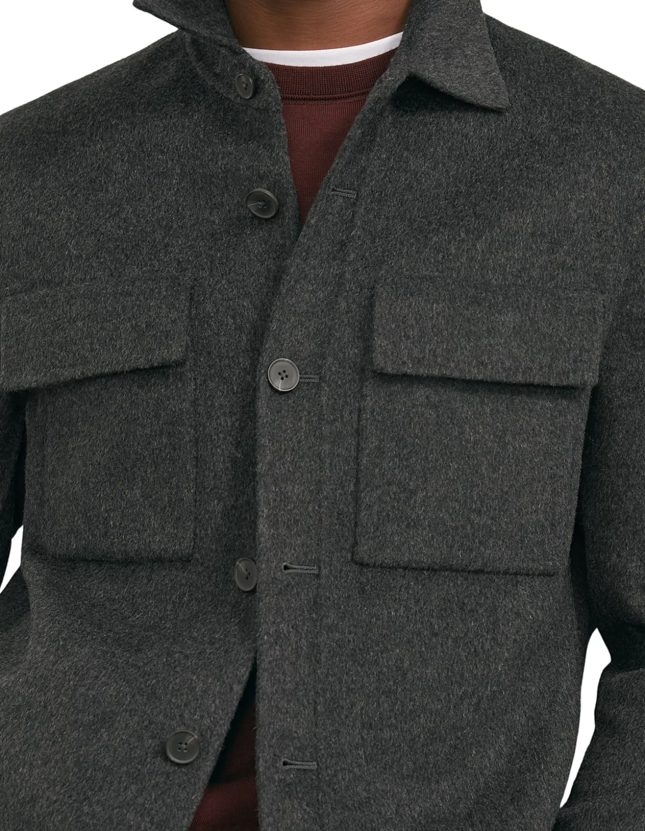 Net Wool Twin Pocket Button Overshirt
