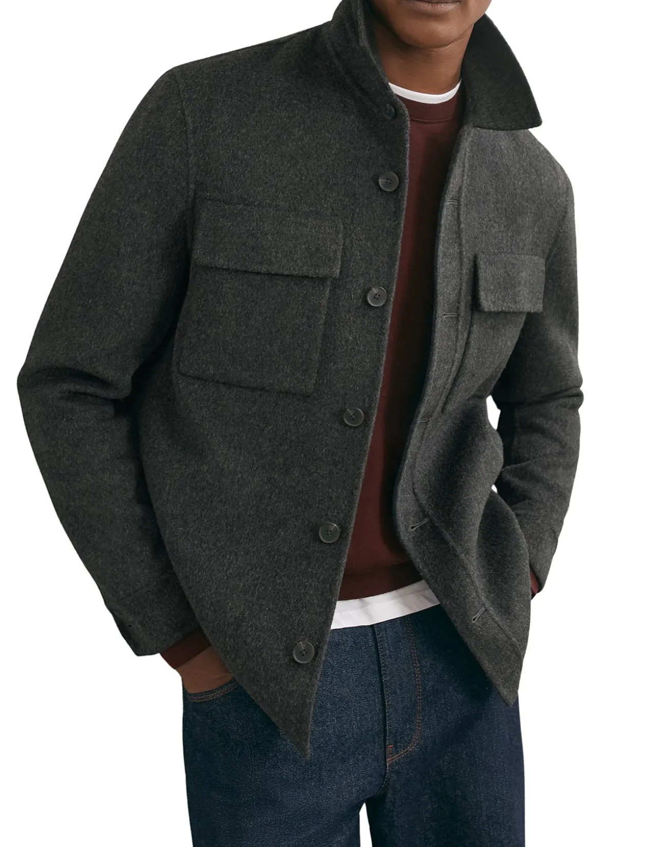 Net Wool Twin Pocket Button Overshirt