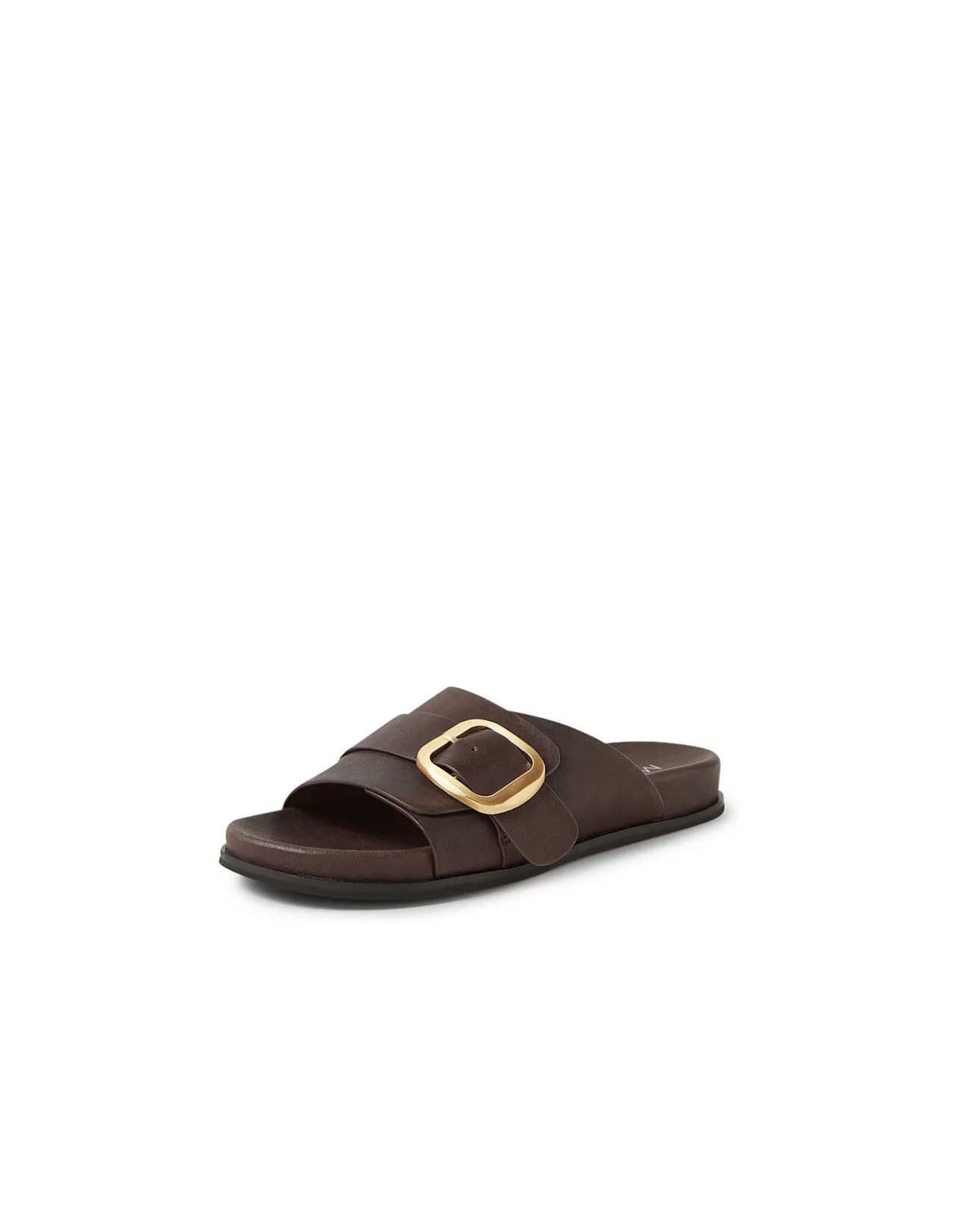 Newka Gold Buckle Leather Slide Sandals