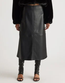 NIA FAUX LEATHER MIDI SKIRT