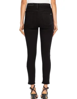 Nina High Rise Raw Hem Ankle Skinny Jeans