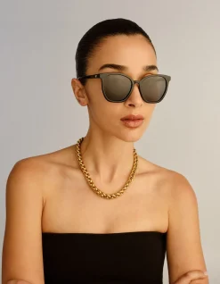 NIRVANA BLACK CAT-EYE SMOKE MONO POLARIZED SUNGLASSES