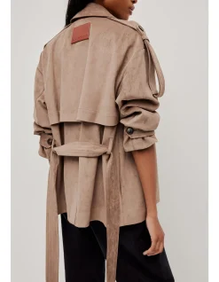 Noa Fawn Belted Cropped Trench Jacket