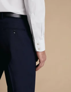 Non-iron stretch poplin slim fit shirt