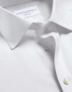 Non-iron stretch poplin slim fit shirt
