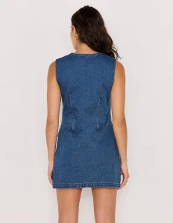 NORA DENIM WRAP MINI DRESS