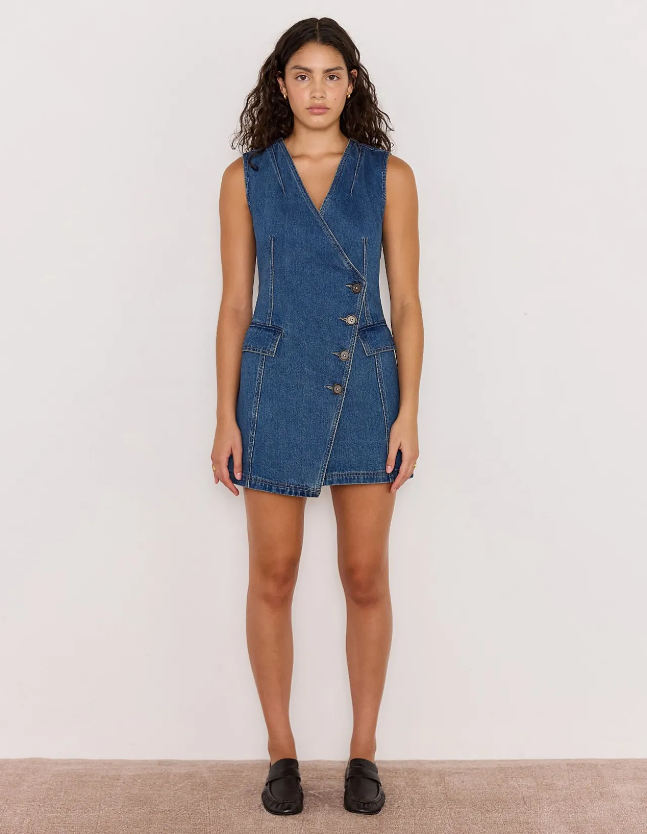 NORA DENIM WRAP MINI DRESS
