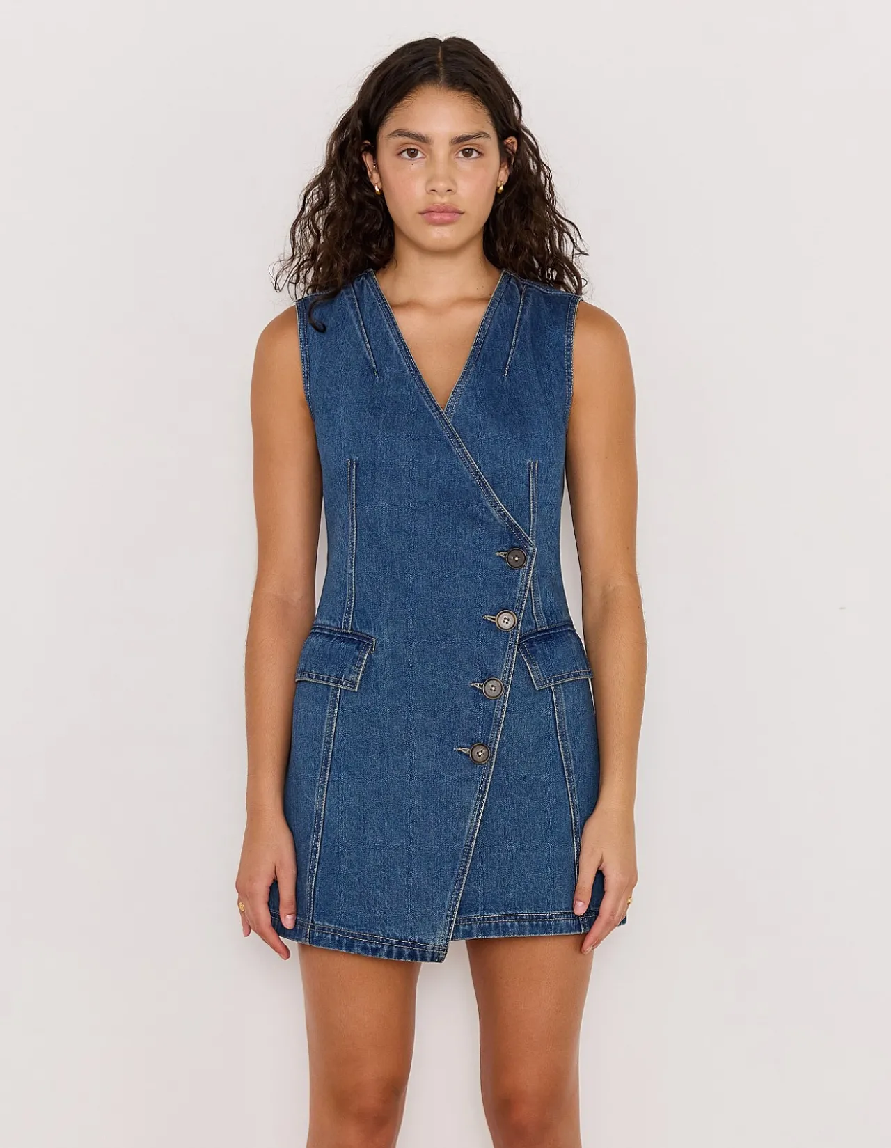 NORA DENIM WRAP MINI DRESS