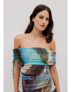 NOVAE MESH ASYMMETRICAL MINI DRESS