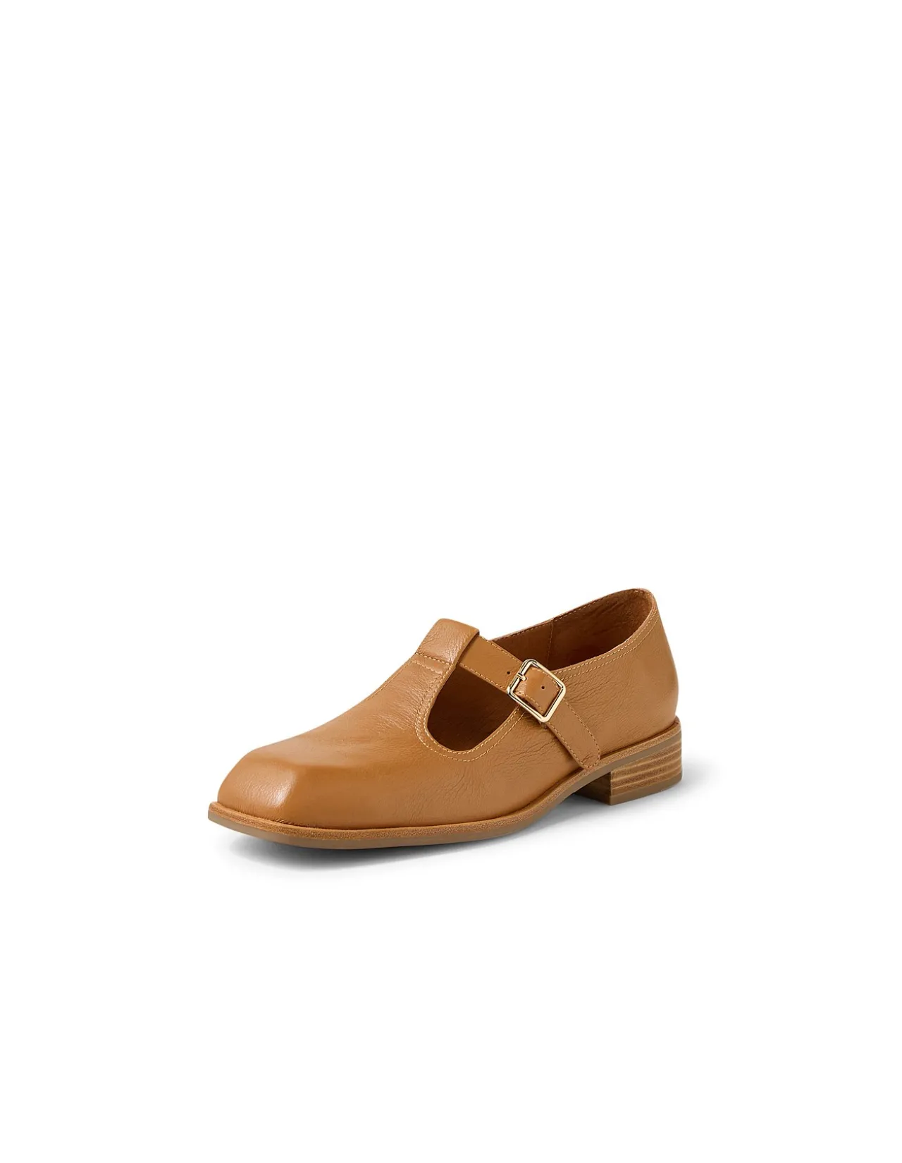 Nubia Square Toe Leather Mary Jane Flats