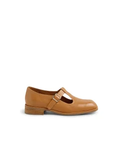 Nubia Square Toe Leather Mary Jane Flats