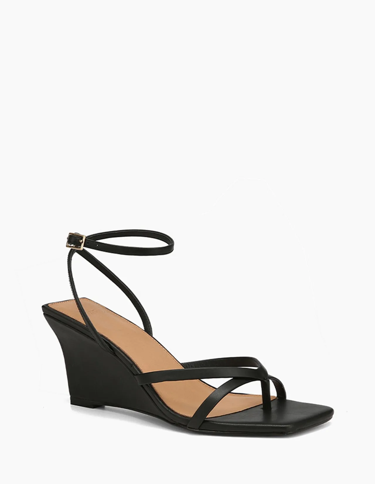 NYLA Black Leather Wedge