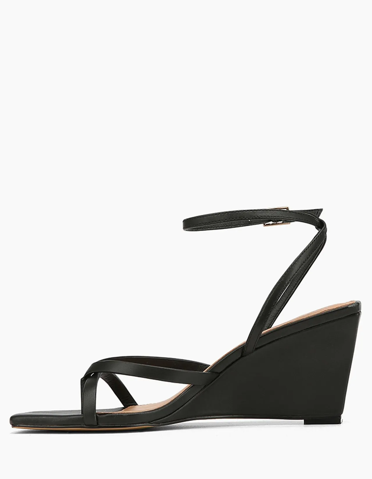 NYLA Black Leather Wedge