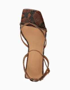 Nyla Tan Python Embossed Leather Wedge