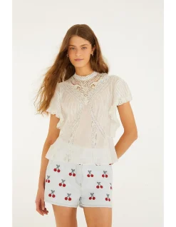 OFF-WHITE BLOUSE WITH APPLIQUÉS