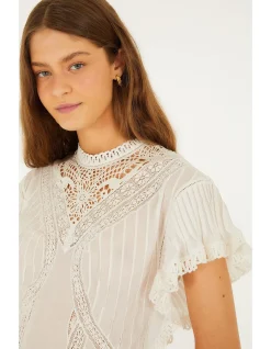 OFF-WHITE BLOUSE WITH APPLIQUÉS