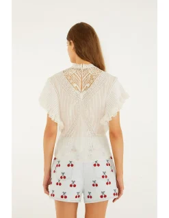 OFF-WHITE BLOUSE WITH APPLIQUÉS