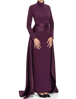 OLIVIA LS MOCK NECK MAXI DRESS W/ DRAPE