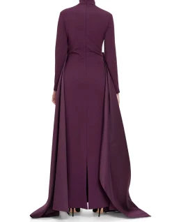OLIVIA LS MOCK NECK MAXI DRESS W/ DRAPE