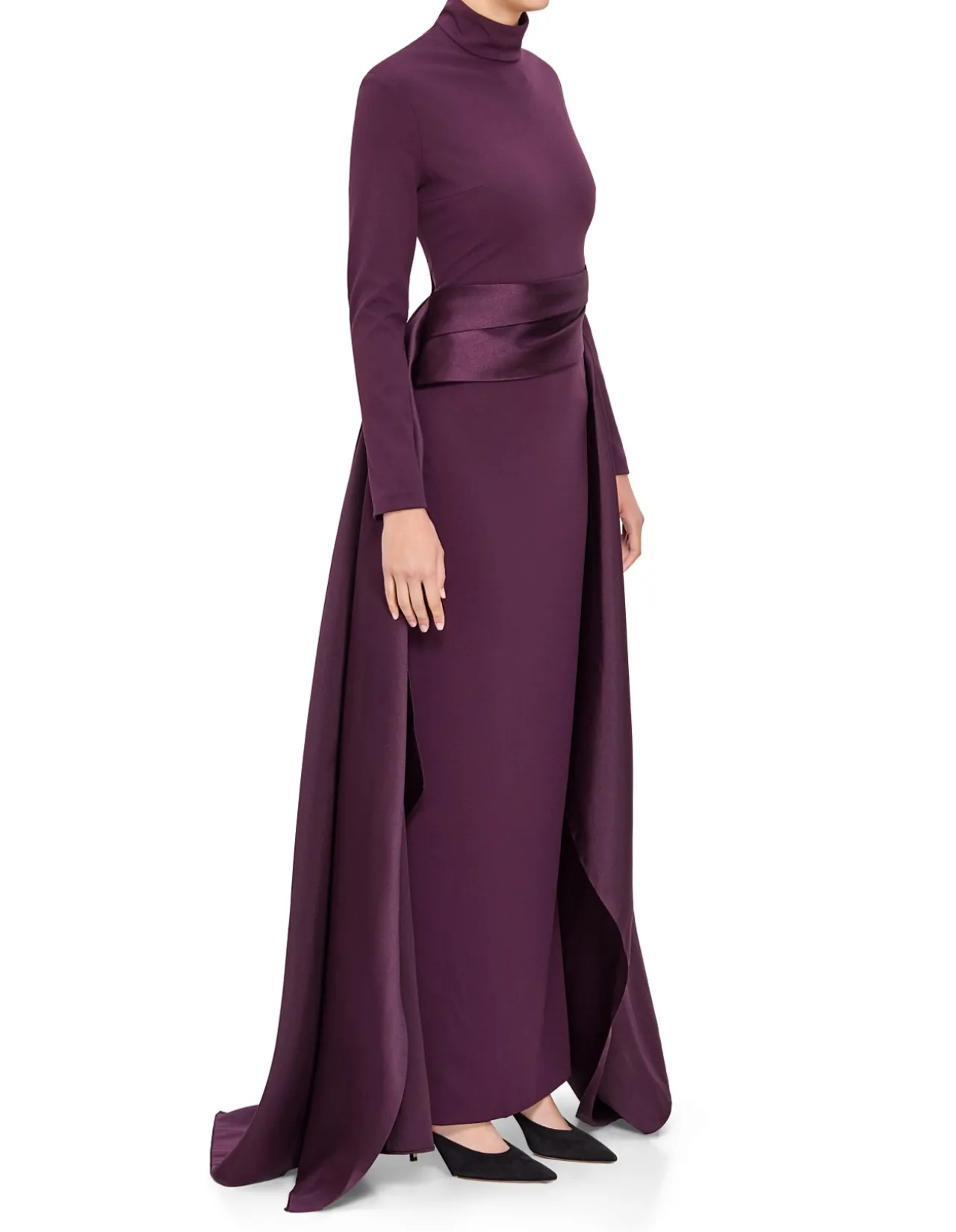 OLIVIA LS MOCK NECK MAXI DRESS W/ DRAPE
