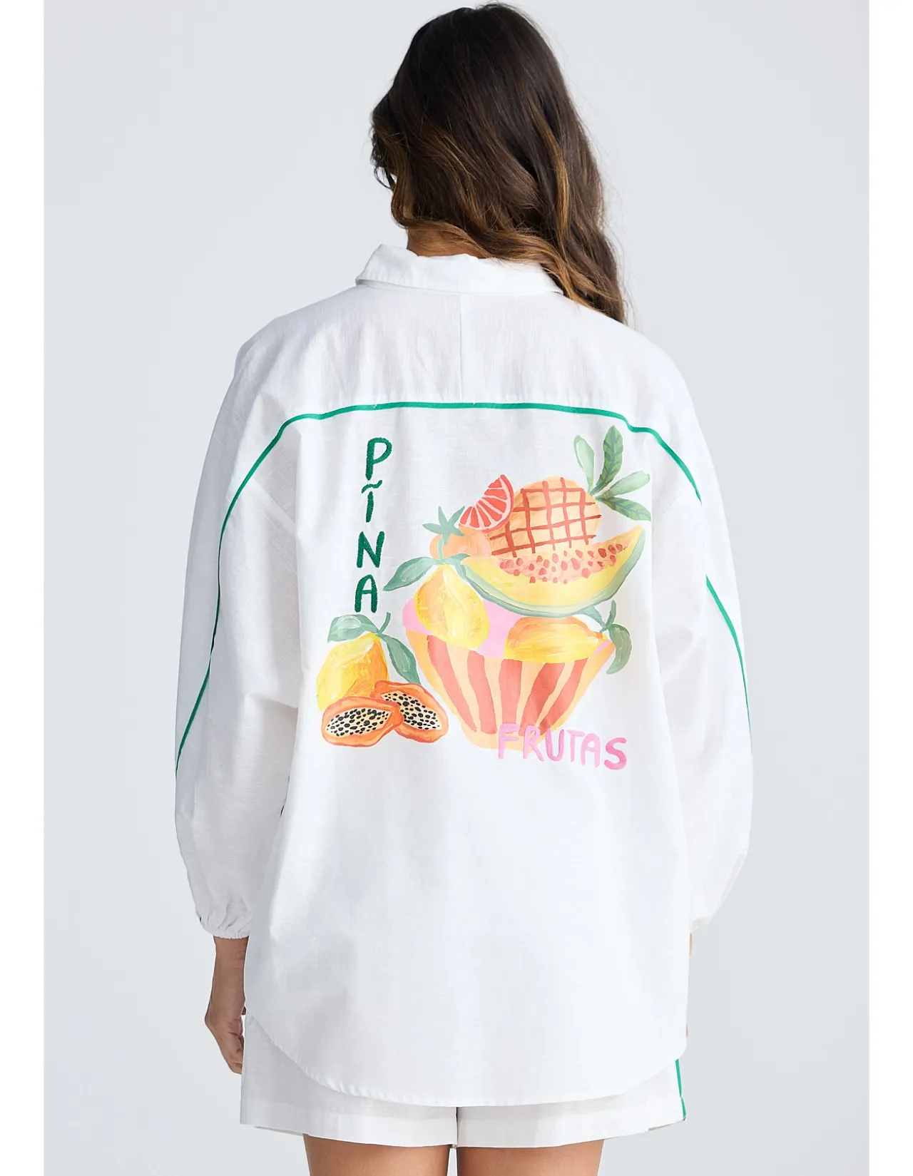On Vacation Tropical Print Oversized Shirt