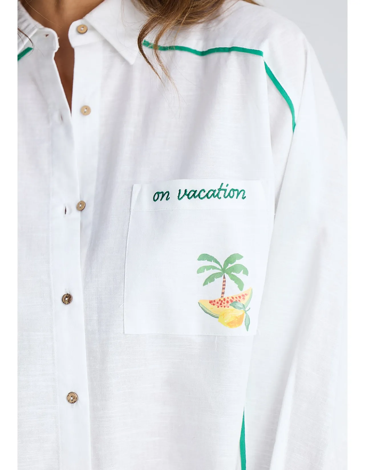 On Vacation Tropical Print Oversized Shirt