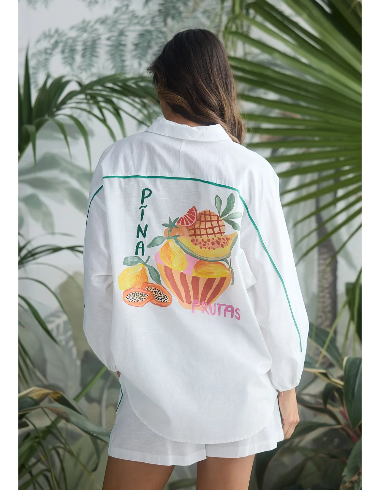 On Vacation Tropical Print Oversized Shirt