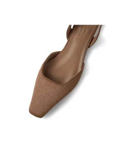 Oolee Square Toe Leather Slingback Flats