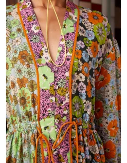 ORANGE BLOSSOM SPLICED MIDI DRESS