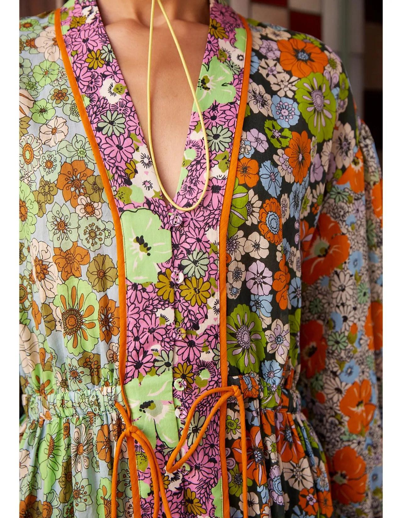 ORANGE BLOSSOM SPLICED MIDI DRESS