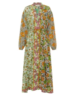 ORANGE BLOSSOM SPLICED MIDI DRESS