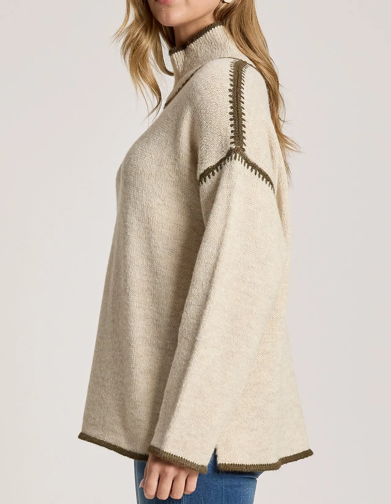 Orin Blanket Stitch Mock Neck Knit Jumper