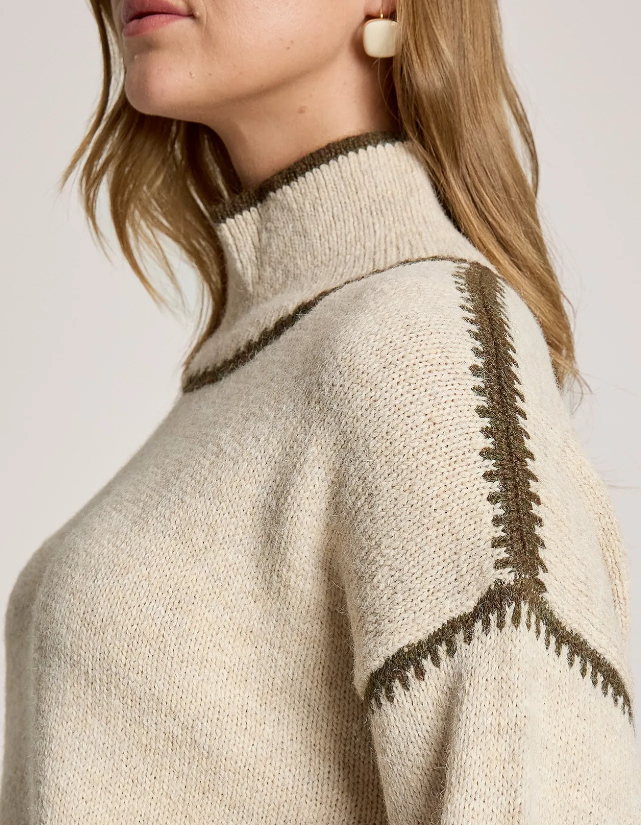 Orin Blanket Stitch Mock Neck Knit Jumper