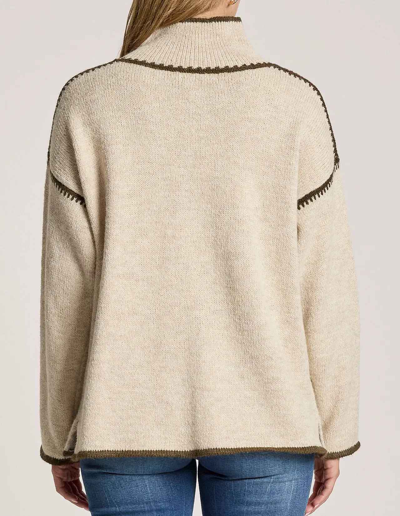 Orin Blanket Stitch Mock Neck Knit Jumper