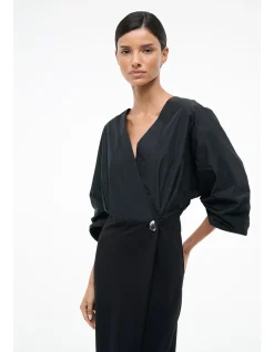 Orion Taffeta Ponte Wrap Maxi Dress