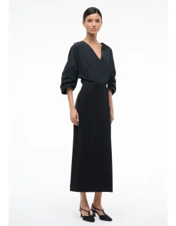 Orion Taffeta Ponte Wrap Maxi Dress