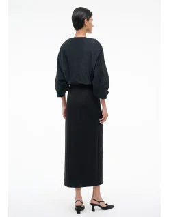 Orion Taffeta Ponte Wrap Maxi Dress