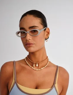 OUTTA LOVE SILVER OVAL LIGHT BROWN GRAD SUNGLASSES