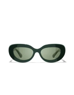 Oval Green Polarised Dark Lens Sunglasses