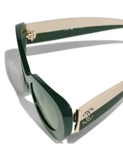 Oval Green Polarised Dark Lens Sunglasses
