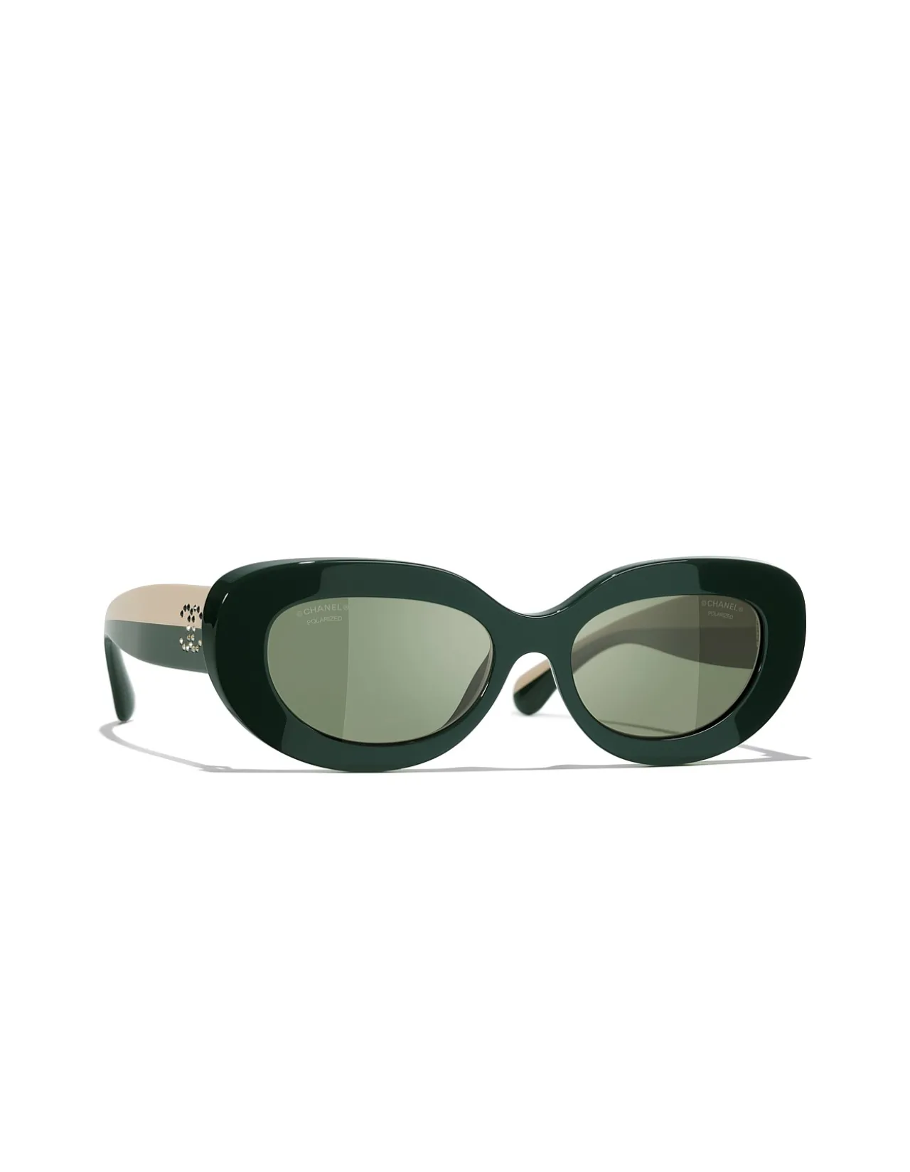 Oval Green Polarised Dark Lens Sunglasses