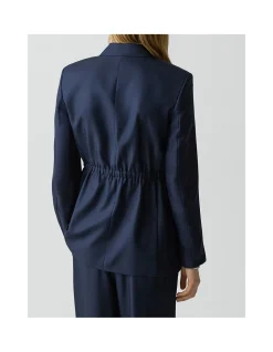 Oversized Cinch Waist Blazer in Silk Twill