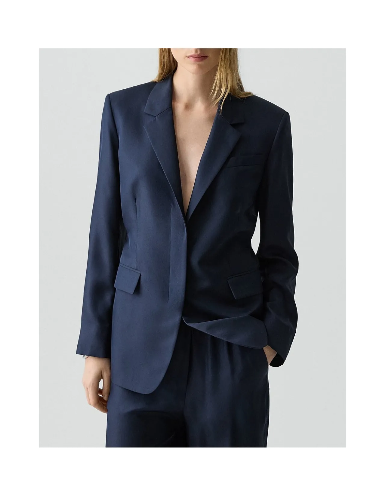Oversized Cinch Waist Blazer in Silk Twill
